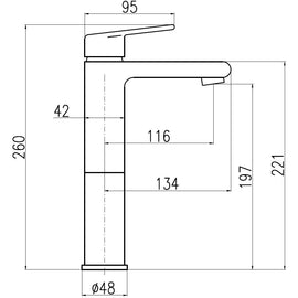 Mitigeur lavabo haut COLORADO en laiton doré H. 26 cm