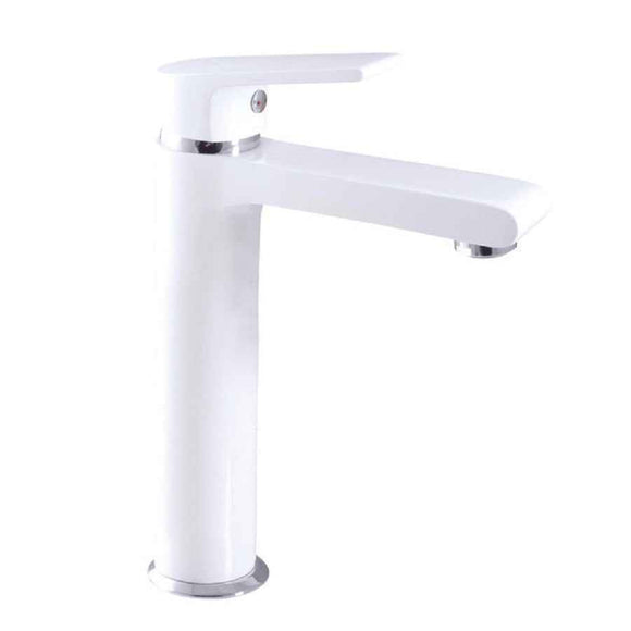 Mitigeur lavabo haut COLORADO en laiton blanc chromé H. 26 cm