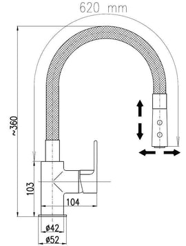 Mitigeur évier flexible gris à mémoire de forme COLORADO H. 36 cm