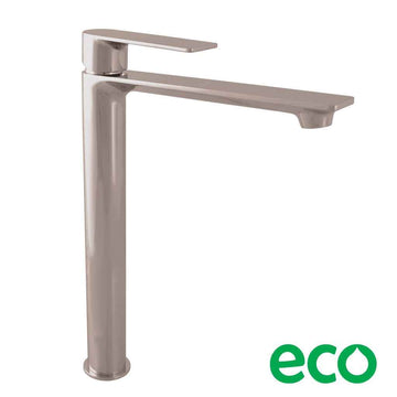 Mitigeur lavabo haut NIL en laiton métal gris poli sans siphon H. 26,1 cm
