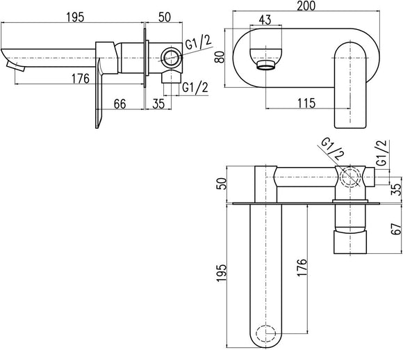 Mitigeur lavabo mural NIL en laiton rose gold poli