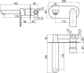 Mitigeur lavabo mural NIL en laiton métal gris - 0