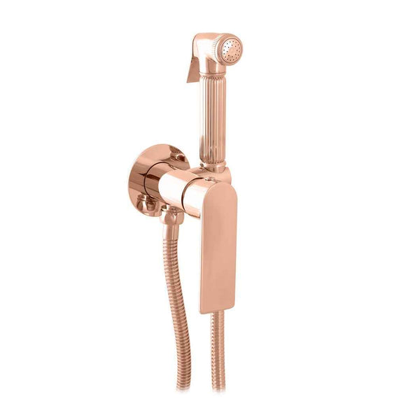 Mitigeur bidet mural NIL en laiton rose gold poli avec arrêt sur la douchette