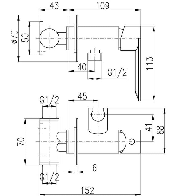 Mitigeur bidet mural NIL en laiton rose gold brossé avec arrêt sur la douchette