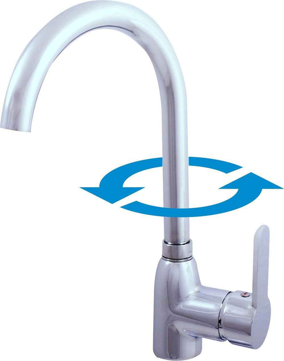 Mitigeur évier ZAMBEZE pivotant bec rond en laiton chromé