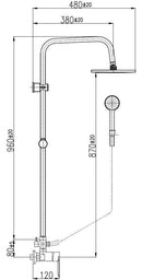 Colonne de douche NIL en laiton métal gris poli H. 116 cm