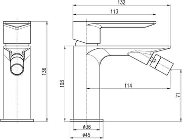 Mitigeur bidet à poser NIL en laiton doré sans siphon
