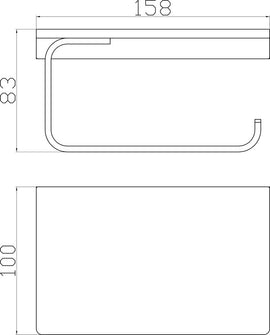 Porte papier toilettes mural avec étagère NIL en laiton métal gris 15,8 cm