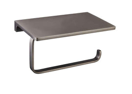 Porte papier toilettes mural avec étagère NIL en laiton métal gris 15,8 cm