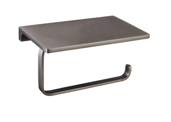 Porte papier toilettes mural avec étagère NIL en laiton métal gris 15,8 cm