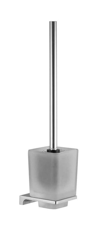 Brosse WC murale NIL en laiton chromé et verre H.36,5 cm