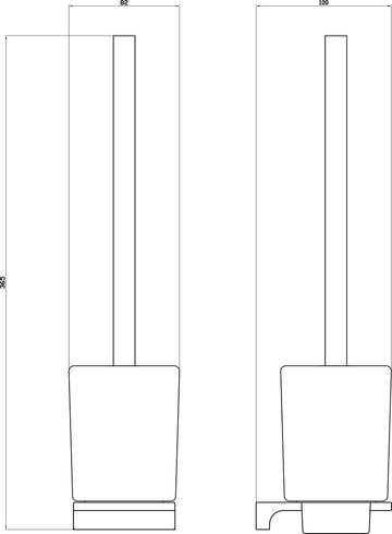 Brosse WC murale NIL en laiton doré et verre H.36,5 cm