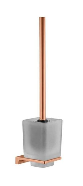 Brosse WC murale NIL en laiton rose gold poli et verre H.36,5 cm