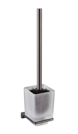 Brosse WC murale NIL en laiton métal gris et verre H.36,5 cm