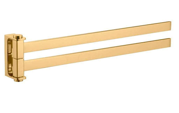 Porte-serviettes double rotatif NIL en laiton doré brossé 37 cm