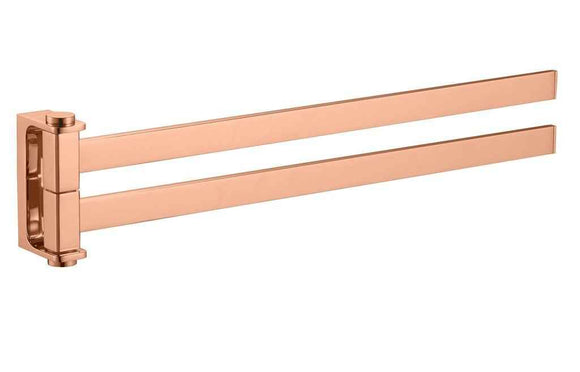 Porte-serviettes double rotatif NIL en laiton rose gold poli 37 cm