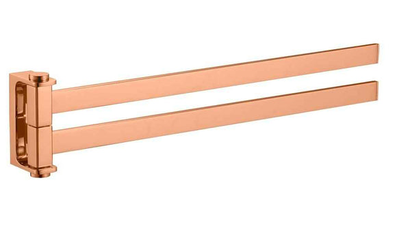 Porte-serviettes double rotatif NIL en laiton rose gold brossé 37 cm