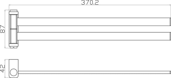 Porte-serviettes double rotatif NIL en laiton métal gris poli 37 cm