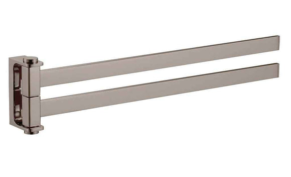 Porte-serviettes double rotatif NIL en laiton métal gris poli 37 cm