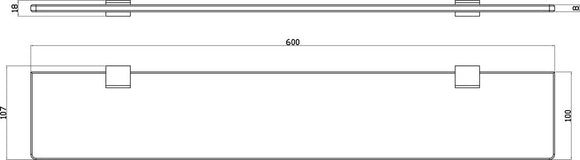 Tablette de douche NIL en verre et laiton métal gris poli 60 cm