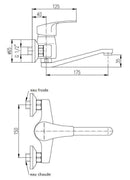 Mitigeur évier mural KONGO pivotant en laiton chromé
