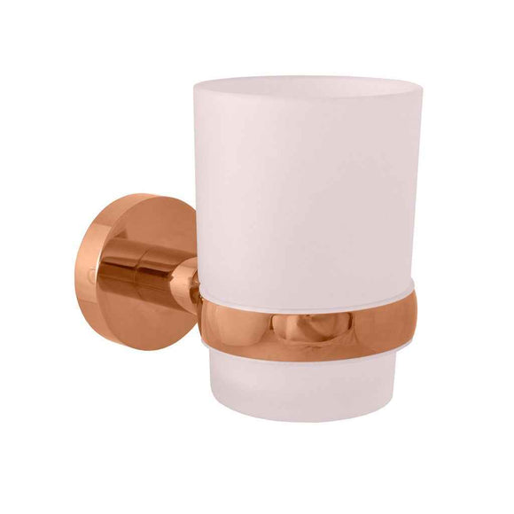 Porte brosses à dents COLORADO en laiton rose gold brossé et en verre