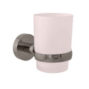 Porte brosses à dents COLORADO en laiton gris métal brossé et en verre