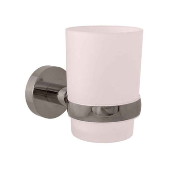 Porte brosses à dents COLORADO en laiton gris métal brossé et en verre