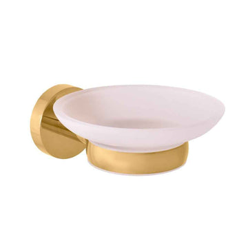 Porte-savon COLORADO en verre et en laiton doré brossé