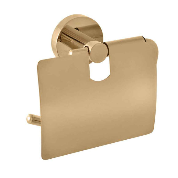 Porte papier toilettes avec couvercle COLORADO en laiton doré 14,2cm