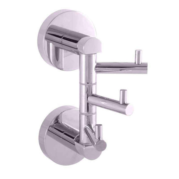 Patère triple rotative COLORADO en laiton chromé 19 cm