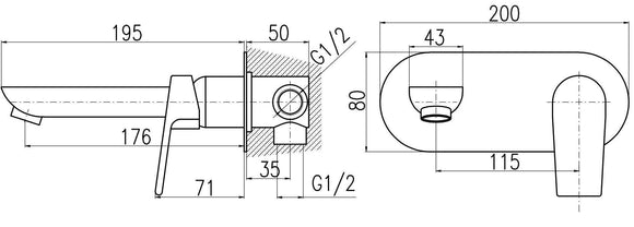 Mitigeur lavabo mural COLORADO en laiton blanc doré