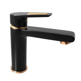 Mitigeur lavabo COLORADO en laiton noir mat doré sans siphon H. 16,2cm
