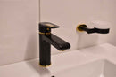 Mitigeur lavabo COLORADO en laiton noir mat doré sans siphon H. 16,2cm