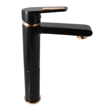 Mitigeur lavabo haut COLORADO en laiton noir mat doré H. 26 cm