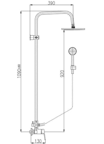 Colonne de douche COLORADO avec pommeau en laiton noir H. 117 cm