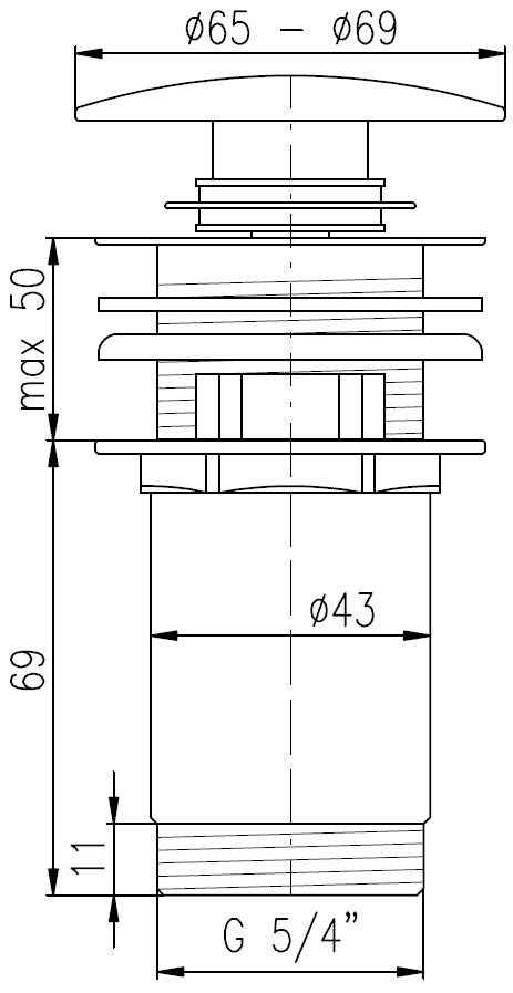 Bonde Pop-up pour lavabo et évier en laiton gris métal poli 6,5 cm