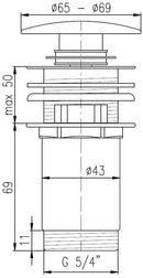 Bonde Pop-up pour lavabo et évier en laiton gris métal poli 6,5 cm
