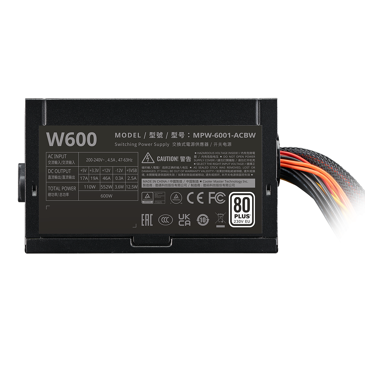 Blocs d'alimentation cooler master elite nex w600 230 v a/eu câble mpw-6001-acbw-b rev.eu  mpw-6001-acbw-beu  timbre vert 2 lei