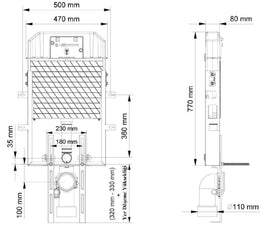 Réservoir à encastrer avec pieds de support pour WC cuvettes suspendues