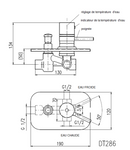 Mitigeur douche mural thermostatique avec commutateur laiton chromé-1