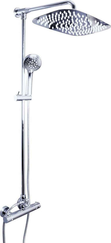 Colonne de douche murale thermostatique en laiton chromé avec douchette H. 111 cm