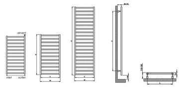 Radiateur sèche-serviette design vertical KARNAK 170 cm en laiton chromé