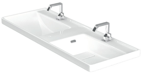 Lavabo double suspendu QUATTRO rectangulaire 120x47x19 cm