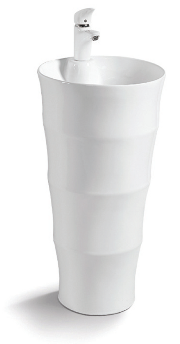Lavabo totem rond à 1 trou ELYSEE 83x42x42 cm en céramique