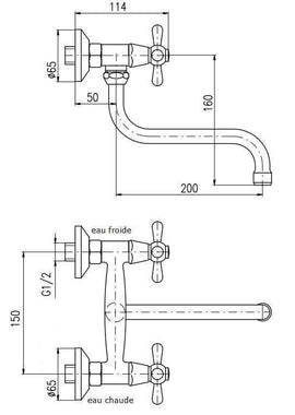 Mélangeur évier MORAVA pivotant en chrome noir