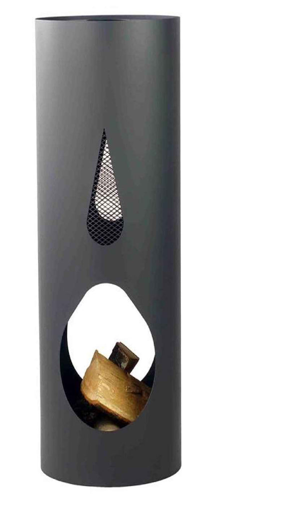 Cheminée d’extérieur cylindrique en acier noir BALI 100x40 cm