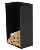 Rack à bûches PESTAK en acier noir avec dossier 45x30x80 cm