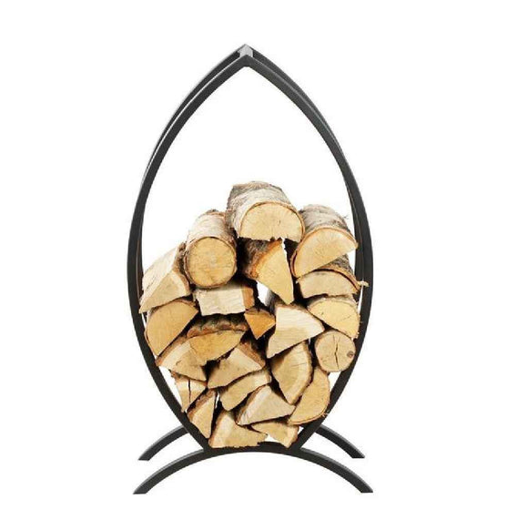 Rack à bûches FISH forme poisson en acier noir 50x25x90 cm