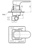 Mitigeur de douche encastrable YUKON en laiton chromé